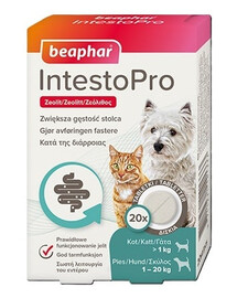 BEAPHAR IntestoPro bon fonctionnement des intestins 20 comprimés pour chiens (jusqu'à 20kg) et chats