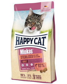 HAPPY CAT Minkas Sterilised Saumon, croquettes pour chats stérilisés 10 kg