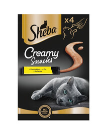 SHEBA Creamy Snacks friandises crémeuses pour chat au poulet 4x12g
