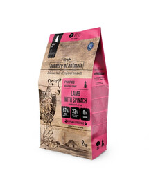 COUNTRY OF ANIMALS Puppies Lamb with Spinach S agneau avec épinards, nourriture sèche pour chiots 2 kg
