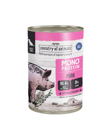 COUNTRY OF ANIMALS Dog Monoprotein Pork, aliment humide pour chiens 400g