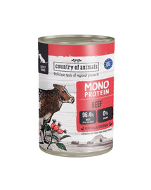 COUNTRY OF ANIMALS Dog Monoprotein Beef boeuf, nourriture humide pour chiens 400g