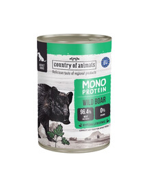 COUNTRY OF ANIMALS Dog Monoprotein Wild Boar sanglier, nourriture humide pour chiens 400g