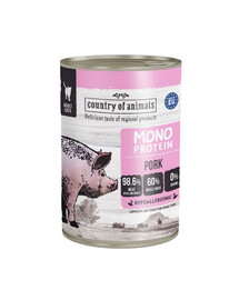 COUNTRY OF ANIMALS Cat Monoprotein Pork porc, nourriture humide pour chats 400g