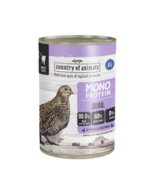 COUNTRY OF ANIMALS Cat Monoprotein Quail caille, nourriture humide pour chats 400g