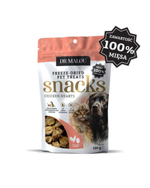 DR MALOU 100% cœurs de poulet lyophilisés Friandises pour chiens et chats 150g