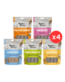 DOLINA NOTECI Smart Chews Mix 5 saveurs 20x100g soutien à la réduction du stress, soutien des fonctions cognitives, soutien à la digestion, soutien en cas d'allergies alimentaires, soutien de l'immunité, friandises séchées pour chien