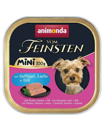 ANIMONDA Vom Feinsten Mini au poulet, au saumon et à l'aneth Nourriture humide pour chiens de petites races 100g