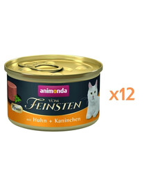 ANIMONDA Vom Feinsten Mousse au poulet et au lapin mousse pour chats 12x85g