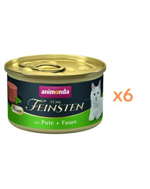 ANIMONDA Vom Feinsten Mousse au dinde et faisan mousse pour chats 6x85g