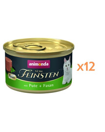 ANIMONDA Vom Feinsten Mousse au dinde et faisan mousse pour chats 12x85g