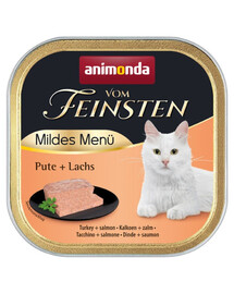 ANIMONDA Vom Feinsten Mild Menue Dinde et Saumon pâté pour chats 100g