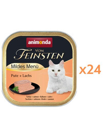 ANIMONDA Vom Feinsten Mild Menue Dinde et Saumon pâté pour chats 24x100g