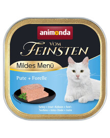 ANIMONDA Vom Feinsten Mild Menue Dinde et truite de pâté pour chats 100g
