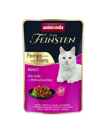 ANIMONDA Vom Feinsten Fines avec Filets Adult Veau et filet de poulet nourriture humide pour chats 85g