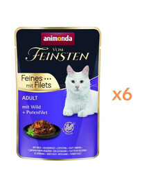ANIMONDA Vom Feinsten Fines mit Filets Adult Venaison et filet de dinde nourriture humide pour chats 6x85g