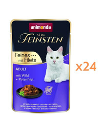 ANIMONDA Vom Feinsten Fines mit Filets Adult Venaison et filet de dinde nourriture humide pour chats 24x85g