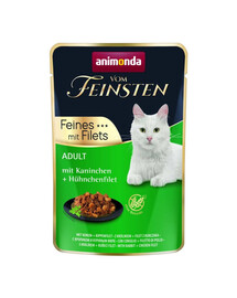 ANIMONDA Vom Feinsten Fines avec Filets Adult Lapin et filet de poulet nourriture humide pour chats 85g