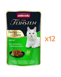 ANIMONDA Vom Feinsten Fines mit Filets Adult Lapin et filet de poulet nourriture humide pour chats 12x85g
