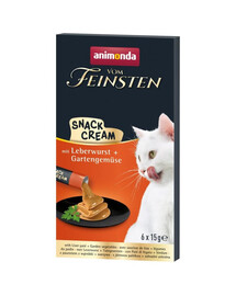 ANIMONDA Vom Feinsten Snack Cream au pâté de foie et légumes collation crémeuse pour chats 6x15g