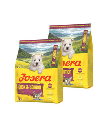 JOSERA Duck and Salmon Junior Mini pour le bon développement des chiots de petites races 2x900g