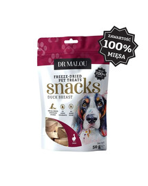 DR MALOU Liofilisé Morceaux de poitrine de canard 100% friandises pour chiens 2×50 g