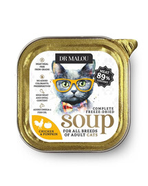 DR MALOU Soupe lyophilisée Poulet et citrouille nourriture humide pour chat 12 g