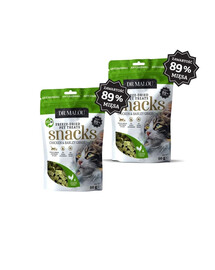 DR MALOU Liofilisé Morceaux de poulet et d’herbe d’orge friandises pour chats 2×50 g