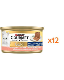 GOURMET Gold Mousse Saumon, pâtée pour chat 12×85 g