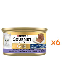 GOURMET Gold Mousse Agneau, pâtée pour chat 6×85 g