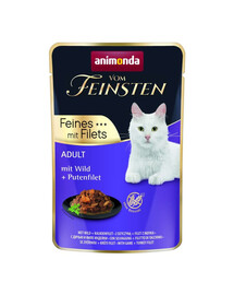 ANIMONDA Vom Feinsten Fines avec Filets Adult Venaison et filet de dinde nourriture humide pour chats 85g