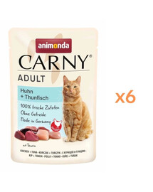 ANIMONDA Carny Adult Pouch Poulet et thon nourriture humide pour chats 6x85g