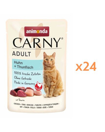 ANIMONDA Carny Adult Pouch Poulet et thon nourriture humide pour chats 24x85g