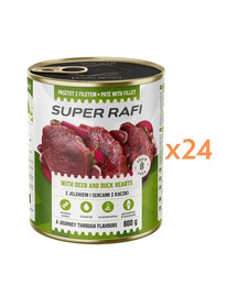 RAFI Super avec du cerf et des cœurs de canard pâté pour chiens 24x800g