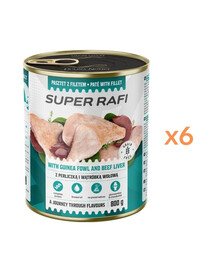 RAFI Super avec pintade et foie de boeuf pâté pour chiens 6x800g