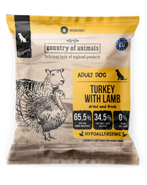 COUNTRY OF ANIMALS Dinde avec Agneau M 50g dinde à l'agneau, croquettes pour chiens