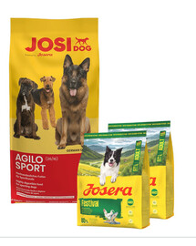 JOSERA JosiDog Agilo Sport 15 kg pour chiens actifs + 2×900 g de croquettes offertes