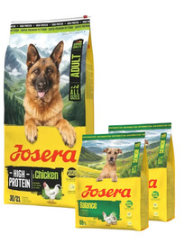 JOSERA High Protein Adult Chicken 12,5 kg aliment hautement énergétique pour chiens de sport + 2×900 g de croquettes offertes