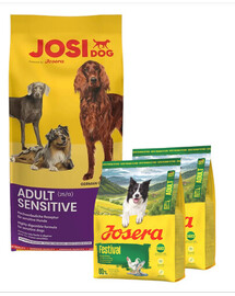 JOSERA JosiDog Adult Sensitive 15 kg pour chiens au système digestif sensible + 2×900 g de croquettes offertes