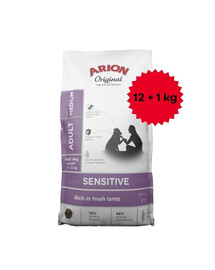 ARION Original Sensitive Medium 12+1 kg pour chiens moyens ayant un système digestif sensible
