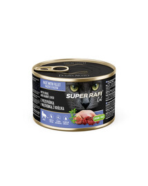 SUPER RAFI nourriture humide pour chat à la caille et au foie de lapin 185 g