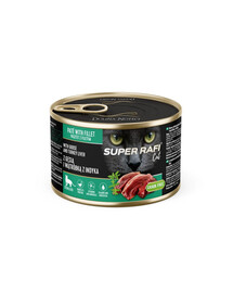 SUPER RAFI nourriture humide pour chats stérilisés à l’oie et au foie de dinde 185 g
