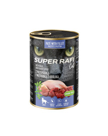 SUPER RAFI nourriture humide pour chat à la caille et au foie de lapin 400 g