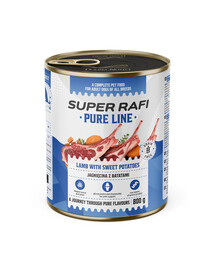 SUPER RAFI Pure Line nourriture humide pour chien à l’agneau et aux patates douces 800 g