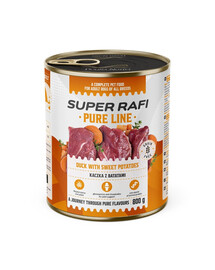 SUPER RAFI Pure Line nourriture humide pour chien au canard et aux patates douces 800 g