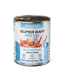 SUPER RAFI Pure Line Junior nourriture humide pour chiots et jeunes chiens à l’agneau et aux patates douces 800 g