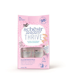 SCHESIR Baby Thrive Poulet et foie de poulet en crème – Aliment complémentaire pour chatons – 20 x 8 g
