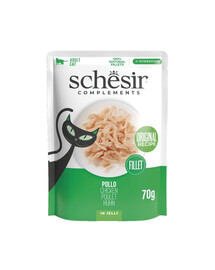 SCHESIR Complements Poulet en gelée, sachet d'aliments humides complémentaires pour chats, 70 g