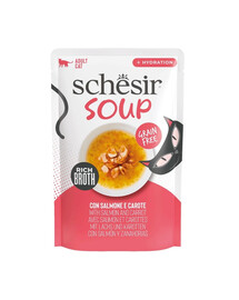 SCHESIR Soup Saumon et carottes, soupe complémentaire pour chats, 40 g