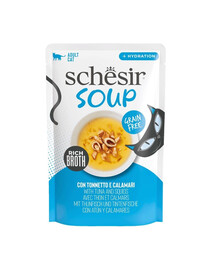 SCHESIR Soup Thon aux calamars, soupe complémentaire pour chats, 40 g